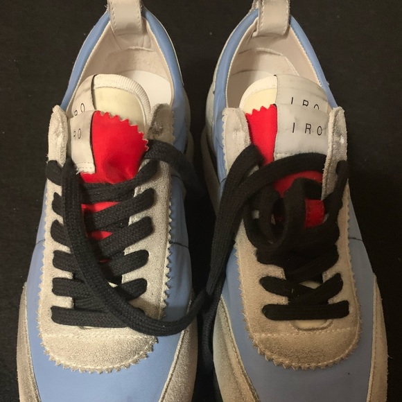 IRO Women’s Vintager suede trim sneaker. Sky blue. - Picture 2 of 12